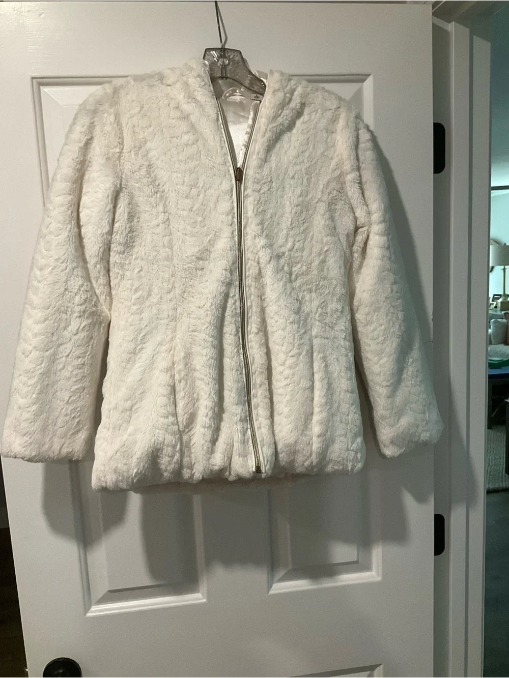 Girls Cozy Faux-Fur Zip Jacket - Cream